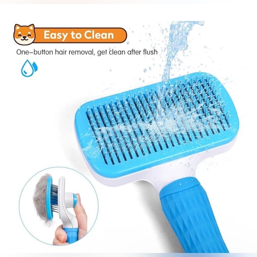 Self Cleaning Pet Grooming Slicker Brush Dog Cat Hair Remover Orange New Unused - Picture 7 of 11
